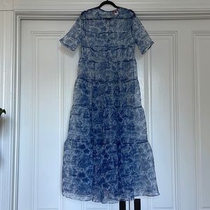 Staud Hyacinth Tired Crinkled Sheet Organza Dress Size L